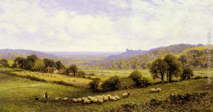 Near Amberley, Sussex, with Arundel Castle in the Distance painting - Alfred Glendening Near Amberley, Sussex, with Arundel Castle in the Distance art painting